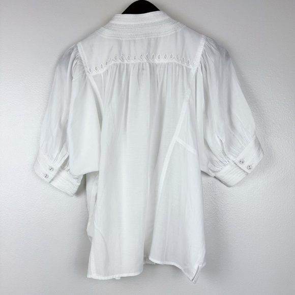 Madewell Puff-Sleeve Band-Collar Lightweight Shirt White Size 4/S NWT - Picture 6 of 9